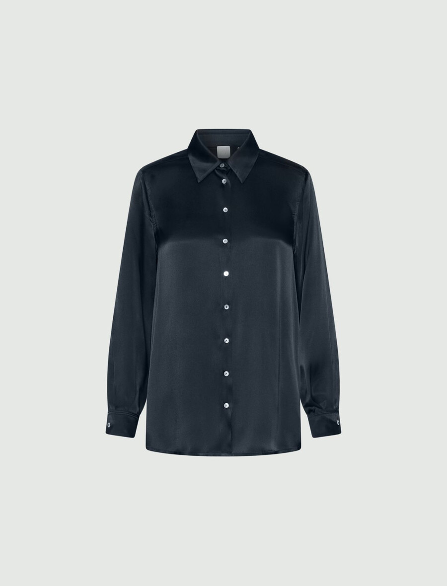 camicia in raso misto seta - grigio scuro