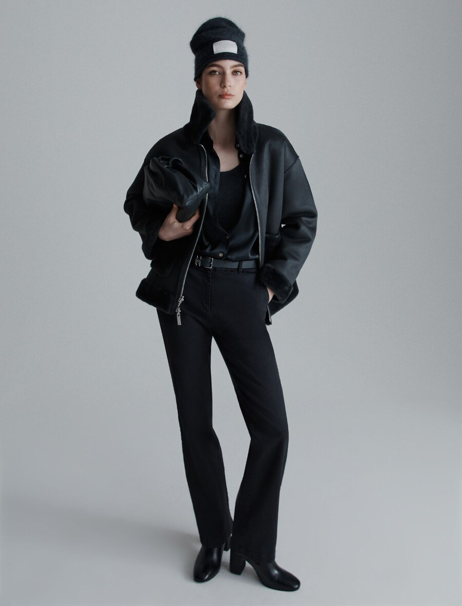 camicia in raso misto seta - grigio scuro