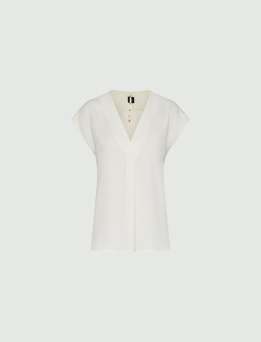 blusa in raso fluido - bianco lana