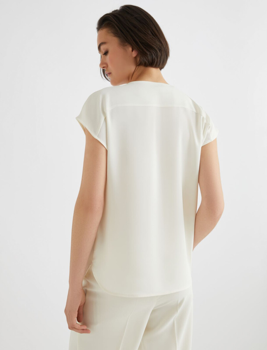 blusa in raso fluido - bianco lana