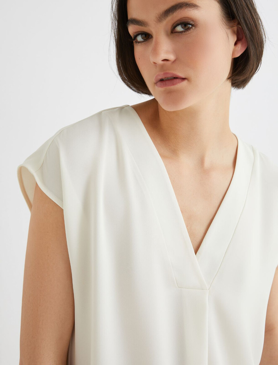 blusa in raso fluido - bianco lana