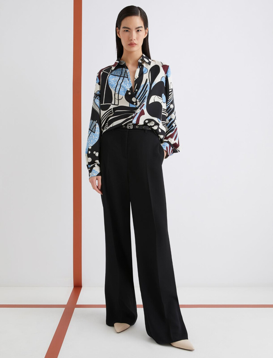 camicia in raso stampato - bianco lana