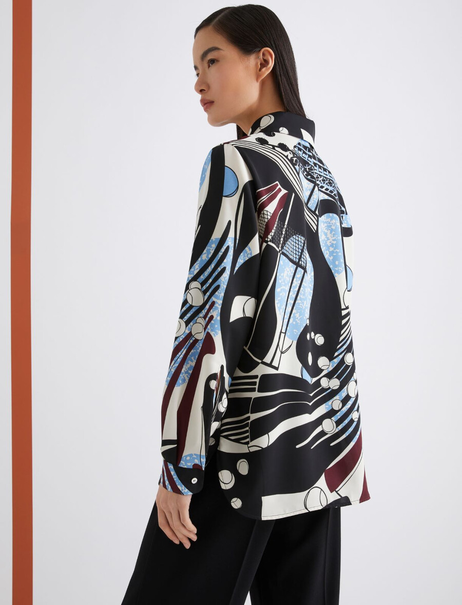 camicia in raso stampato - bianco lana