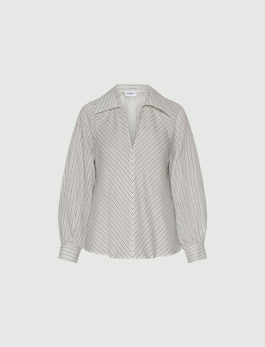 camicia in mussola di cotone e seta - bianca