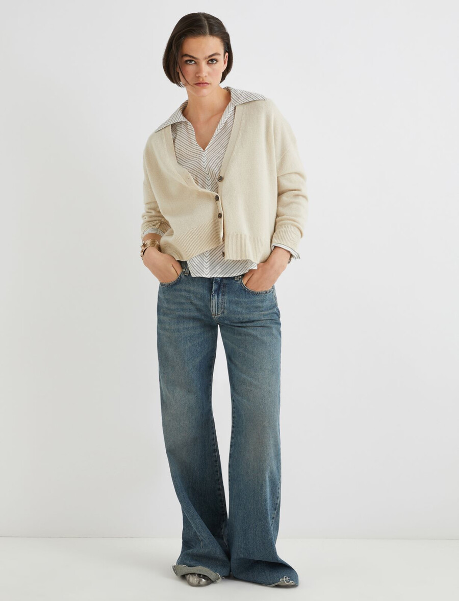 camicia in mussola di cotone e seta - bianca