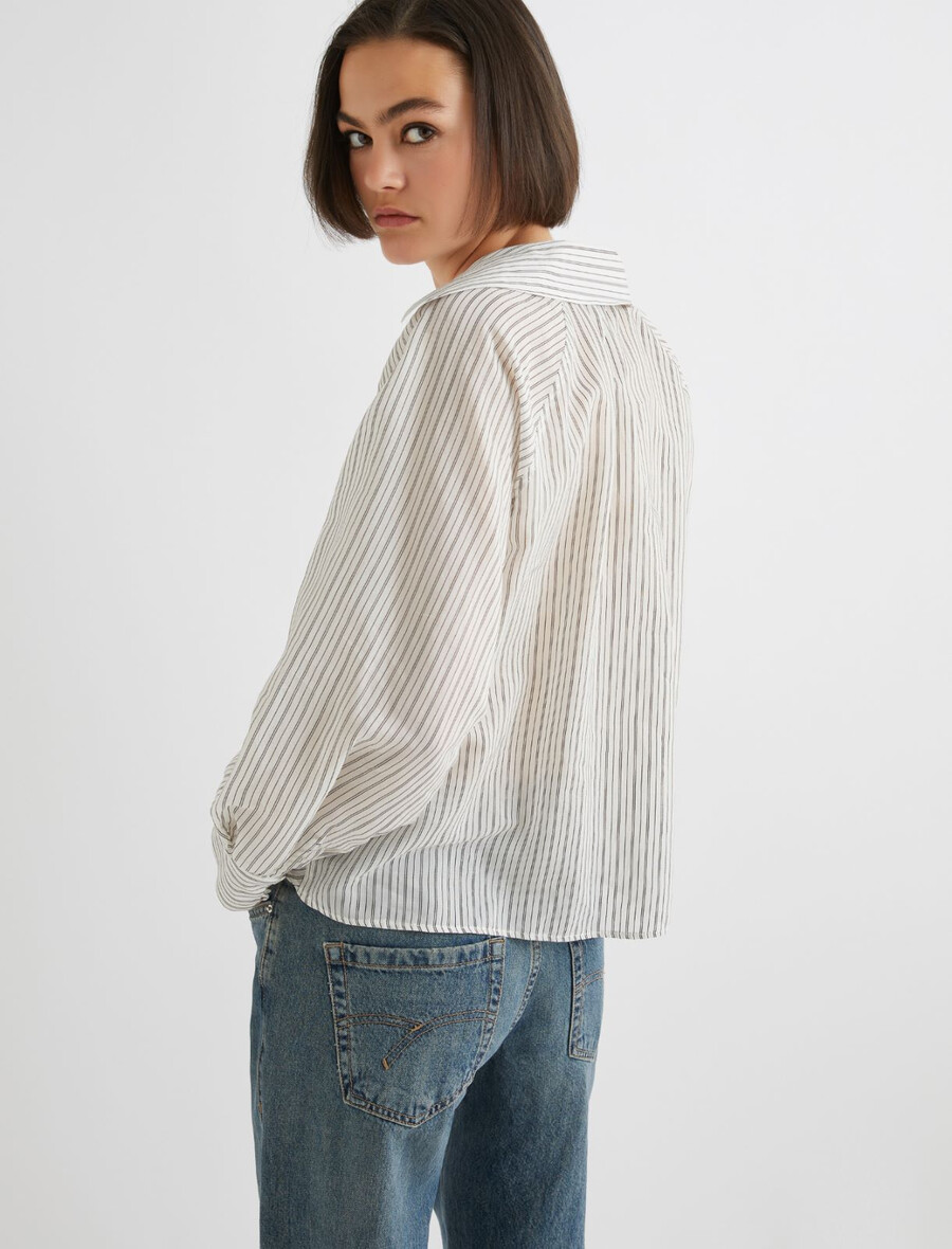 camicia in mussola di cotone e seta - bianca