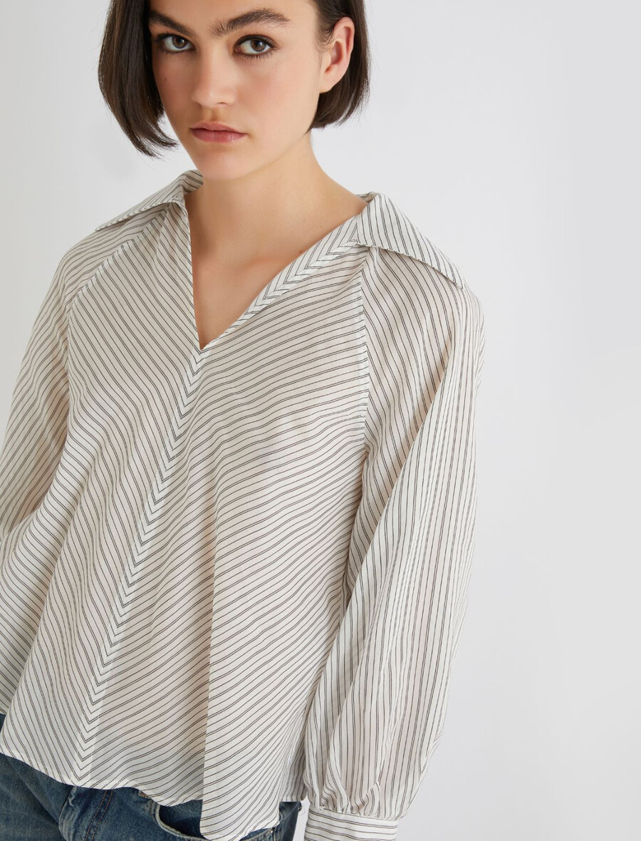 camicia in mussola di cotone e seta - bianca