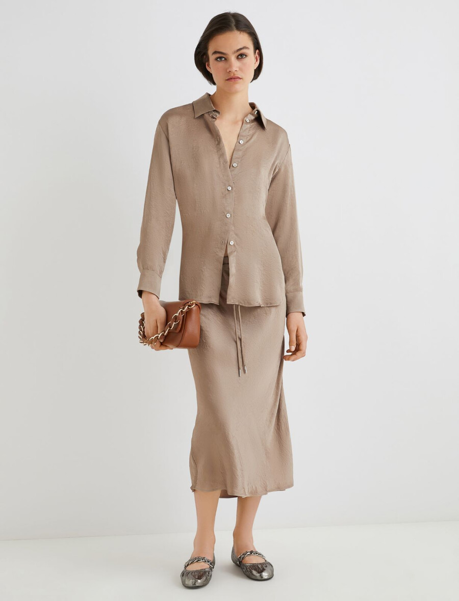 camicia in tessuto stropicciato - mud