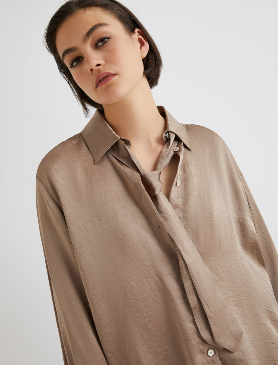 camicia in tessuto stropicciato - mud