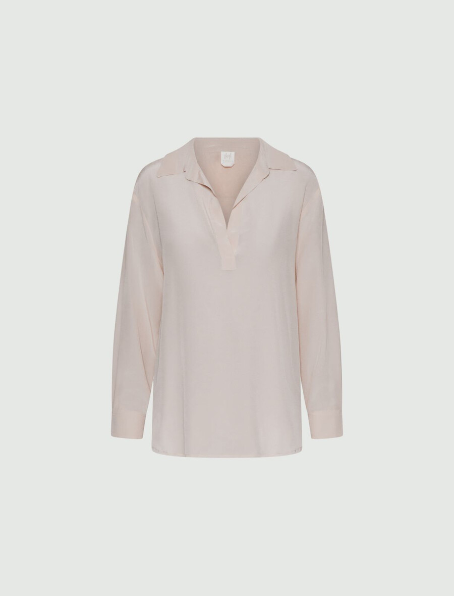 camicia in crepe de chine di seta - crema