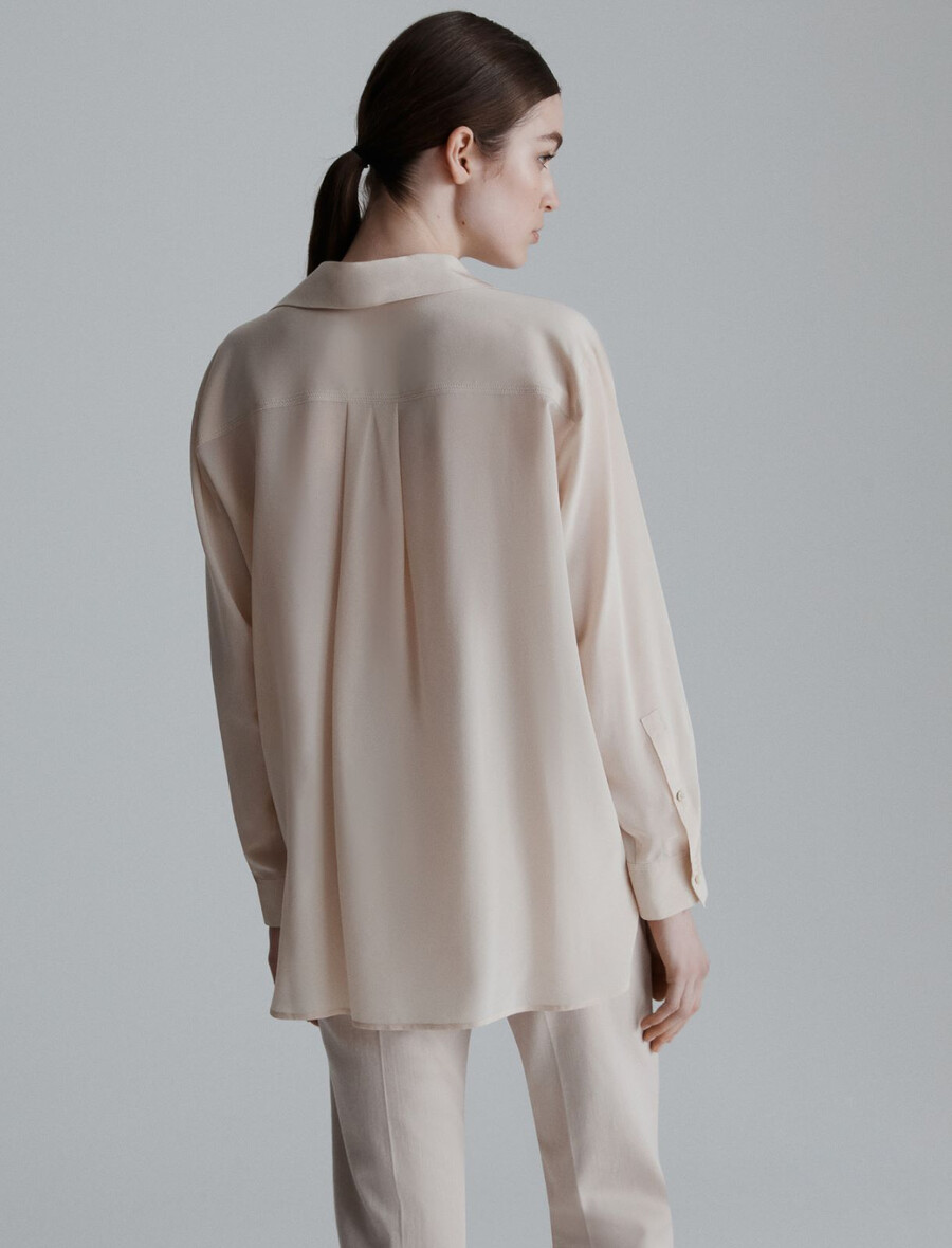 camicia in crepe de chine di seta - crema