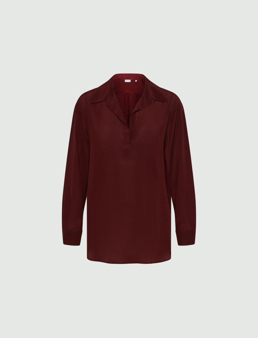 camicia in crepe de chine di seta - bordeaux