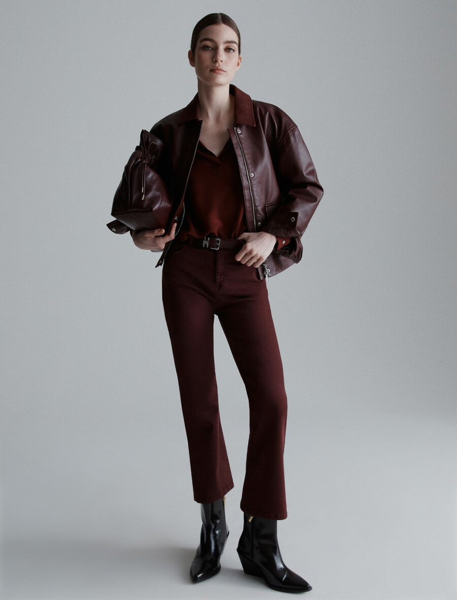 camicia in crepe de chine di seta - bordeaux