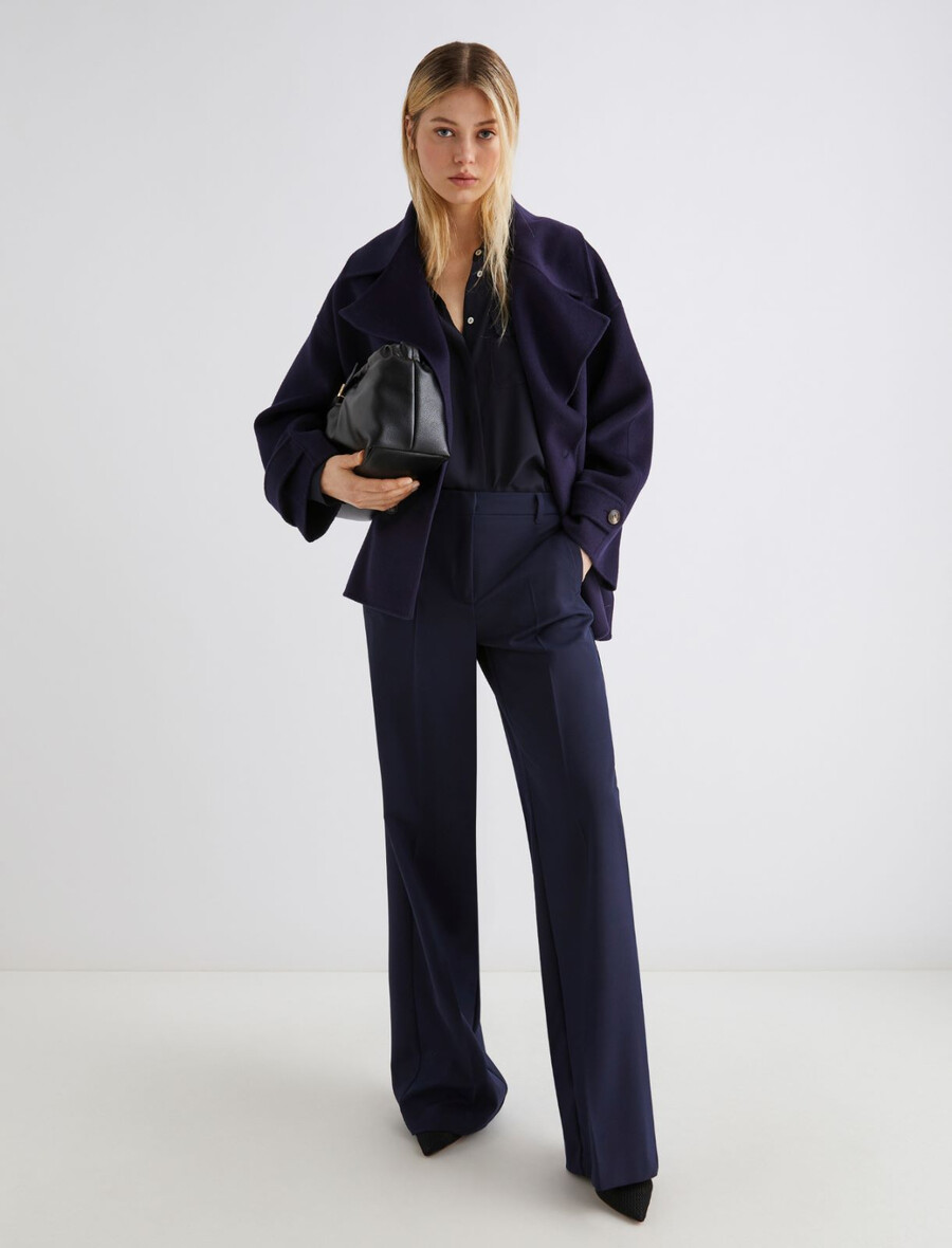 camicia in misto seta - navy