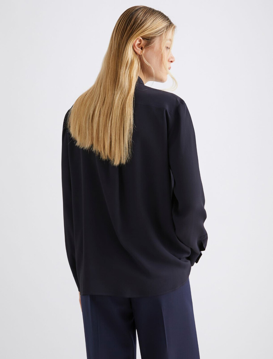 camicia in misto seta - navy