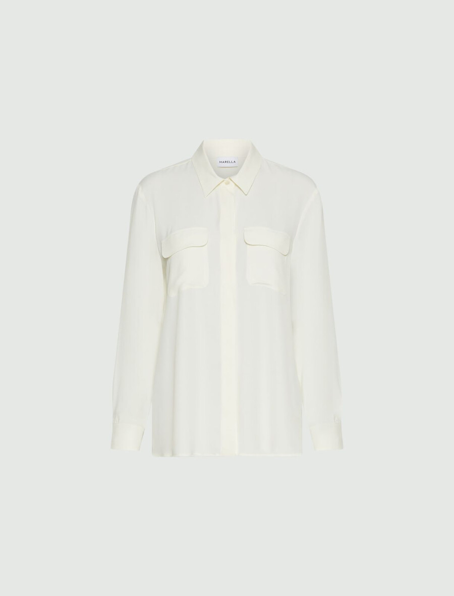camicia in misto seta - bianca