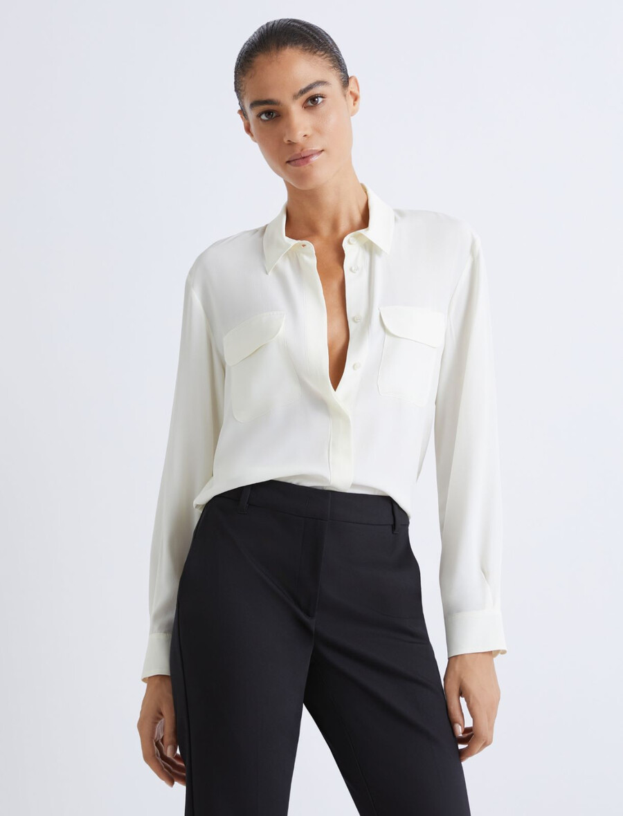 camicia in misto seta - bianca