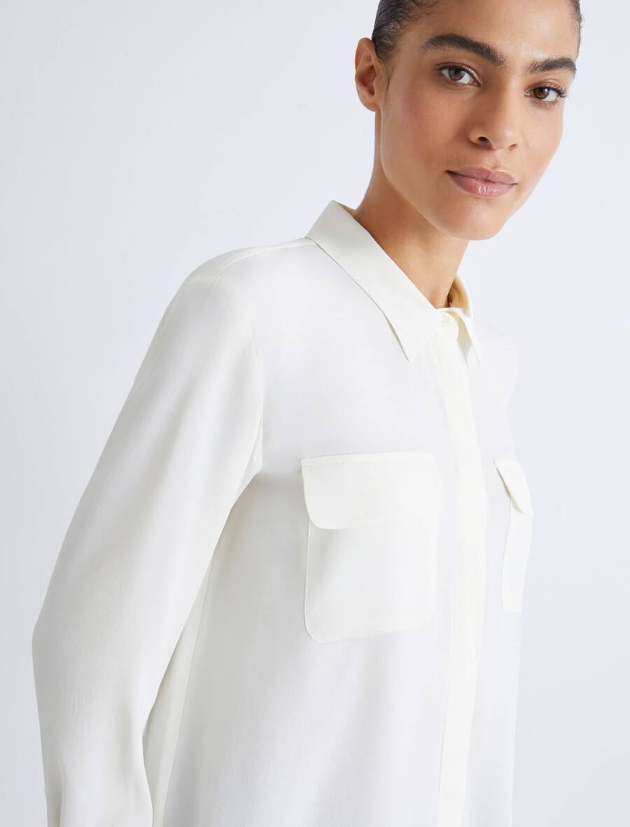 camicia in misto seta - bianca