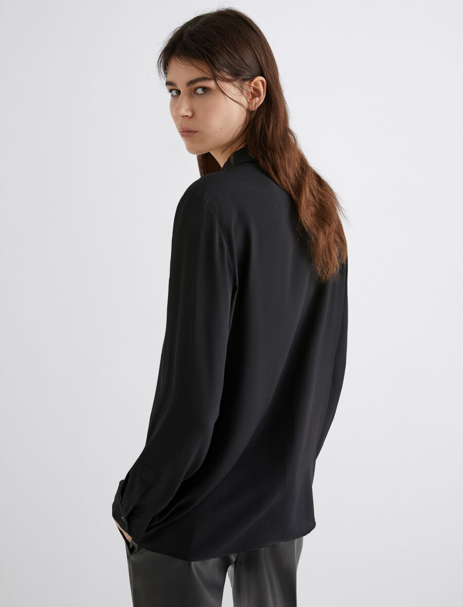 camicia in crepe di misto seta - nero