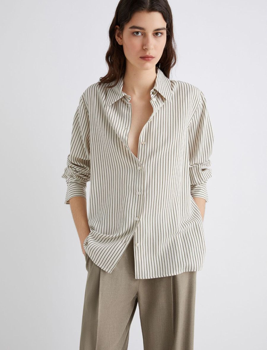 camicia in twill lavato - salvia