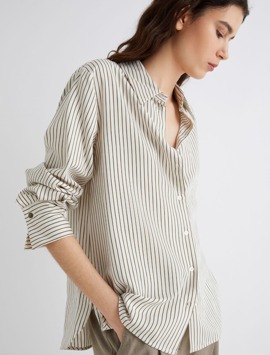 camicia in twill lavato - salvia