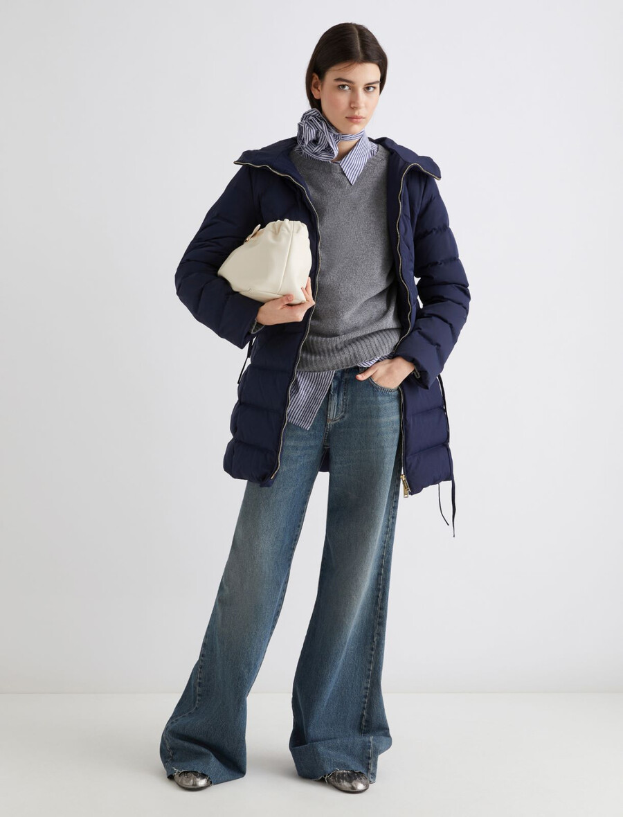 camicia con cravatta e dettaglio floreale - navy