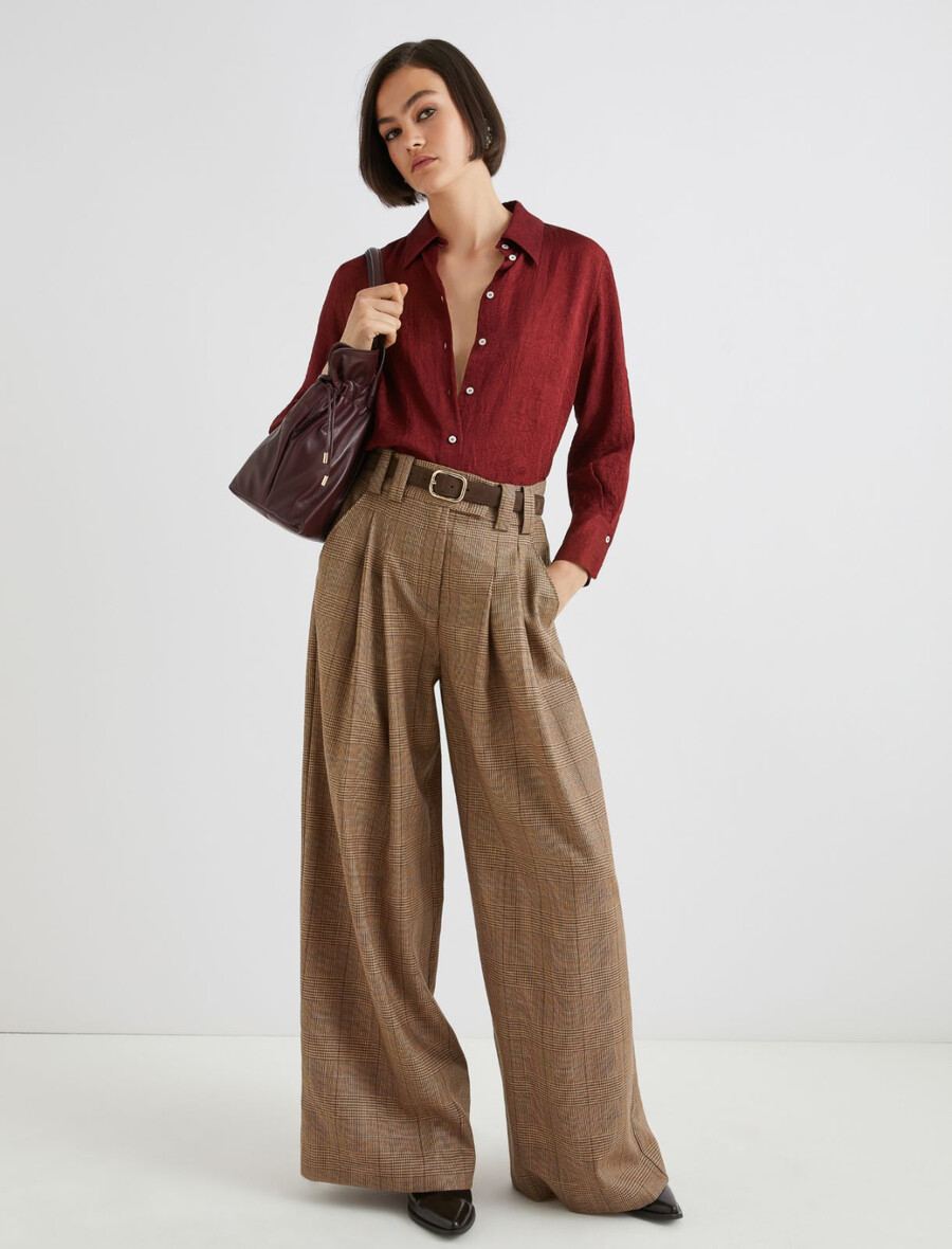 camicia effetto stropicciato - bordeaux