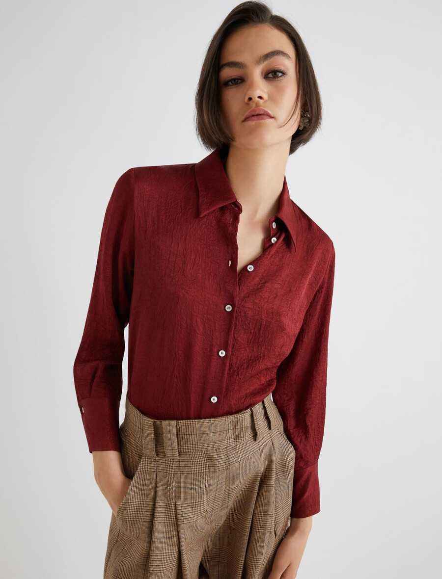 camicia effetto stropicciato - bordeaux