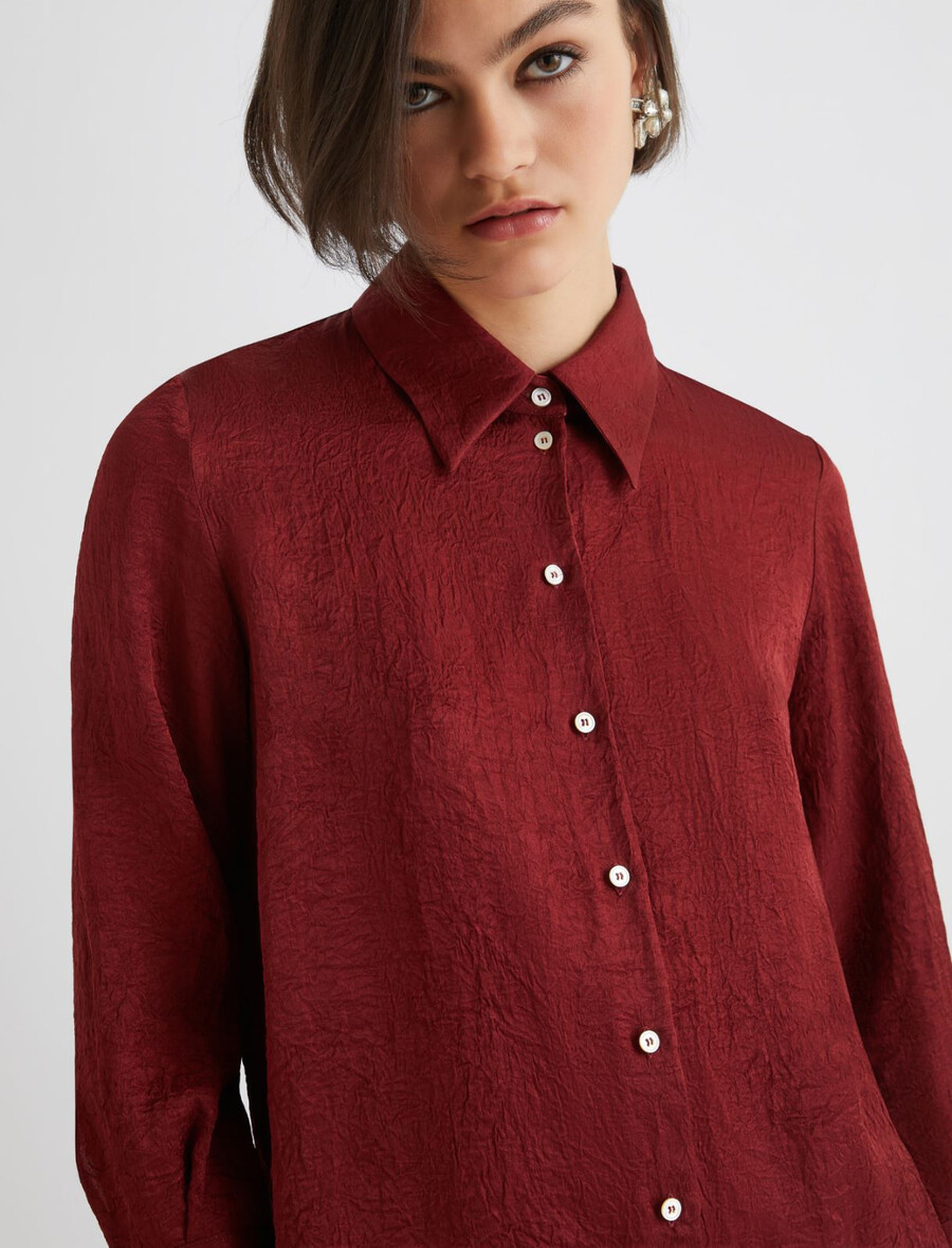 camicia effetto stropicciato - bordeaux