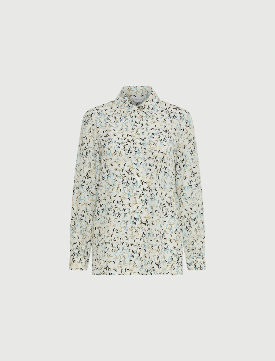 camicia in crepe stampata - bianco lana