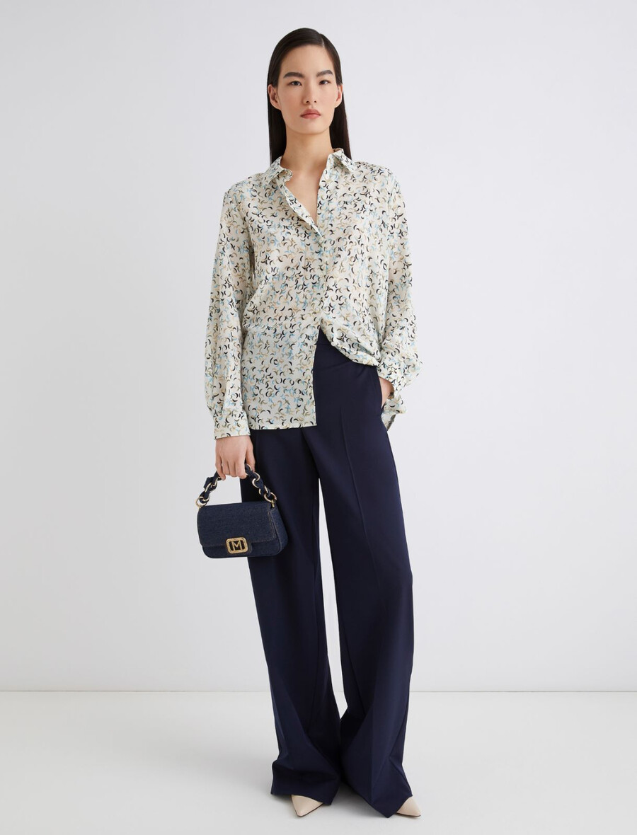 camicia in crepe stampata - bianco lana