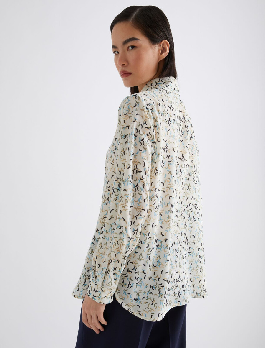 camicia in crepe stampata - bianco lana