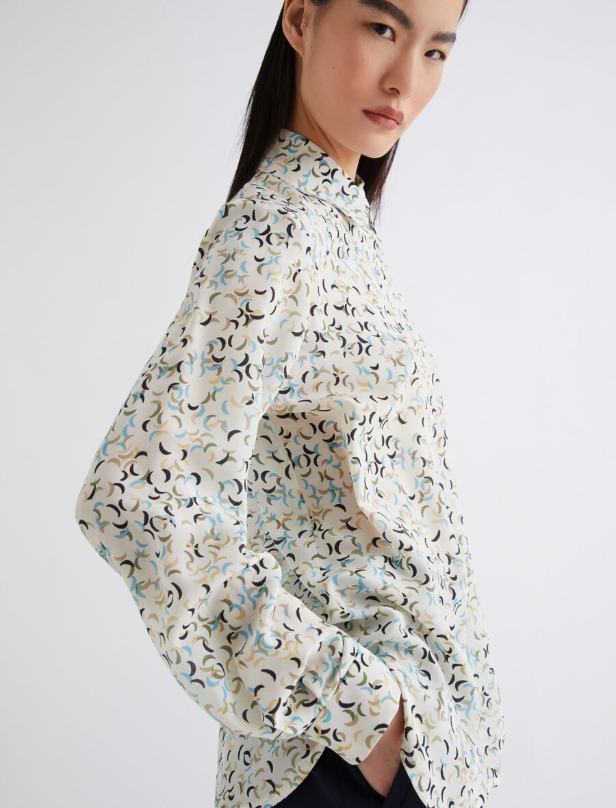 camicia in crepe stampata - bianco lana