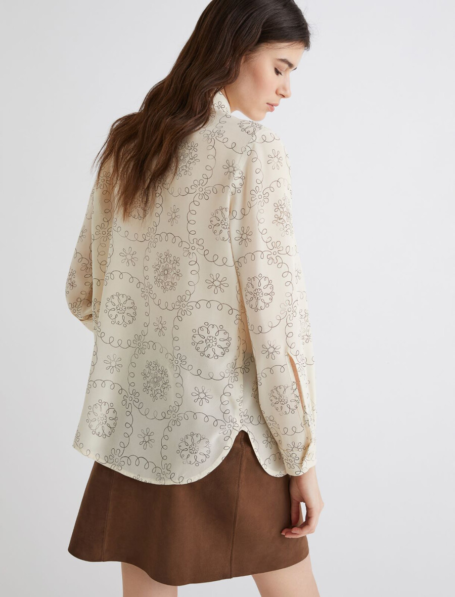 camicia in crepe stampata - bianco lana