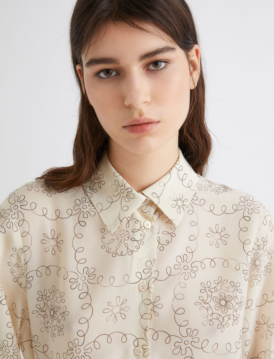 camicia in crepe stampata - bianco lana