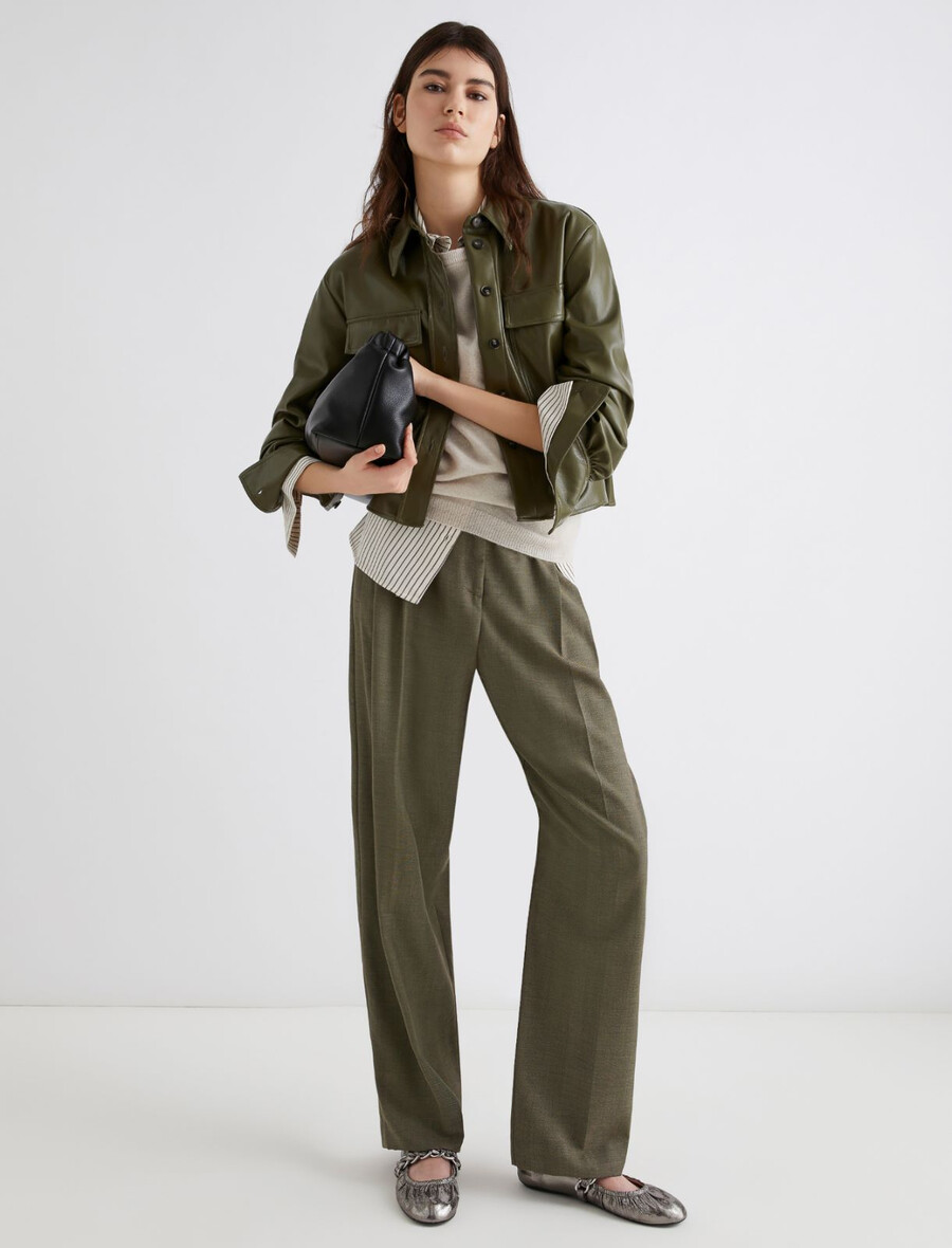 maglia corta in jersey spalmato - oliva