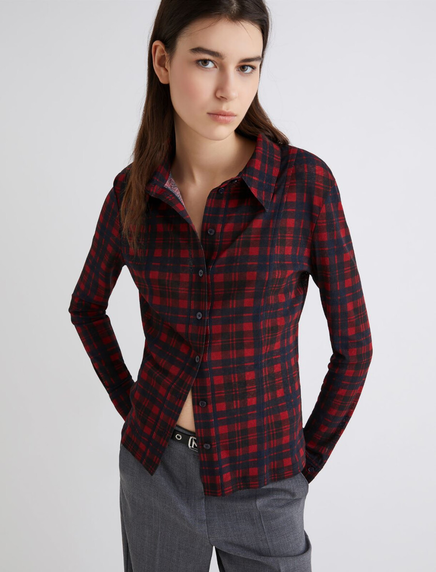 camicia in jersey slim fit - rossa