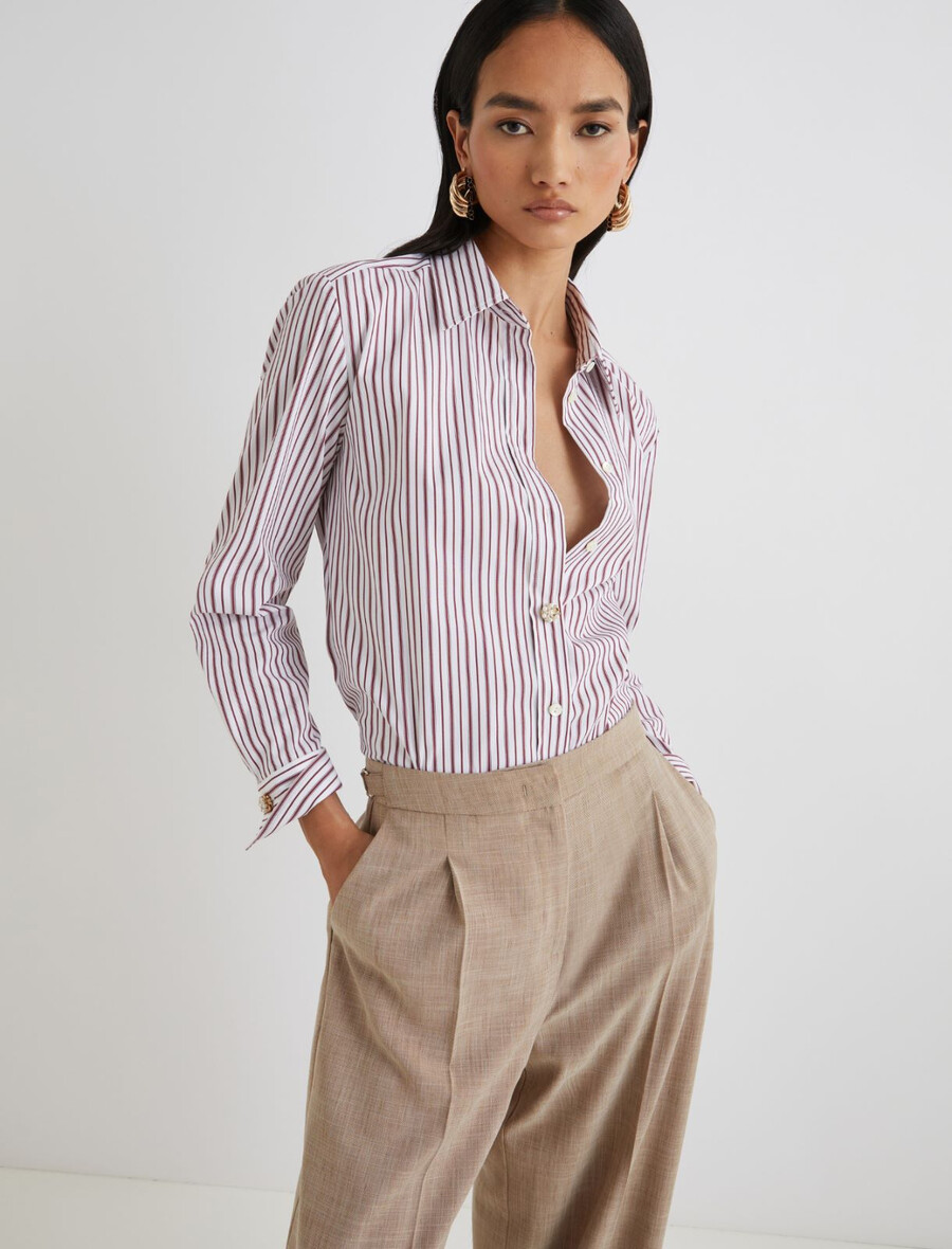 camicia in cotone elasticizzato - bordeaux