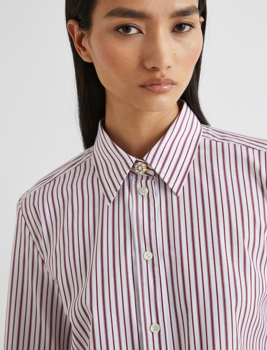 camicia in cotone elasticizzato - bordeaux