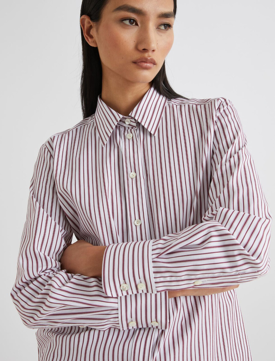 camicia in cotone elasticizzato - bordeaux
