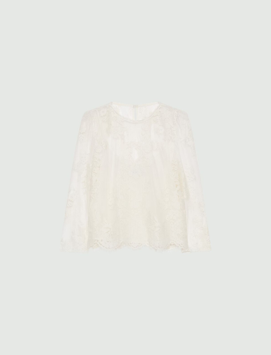 blusa in pizzo chantilly - crema