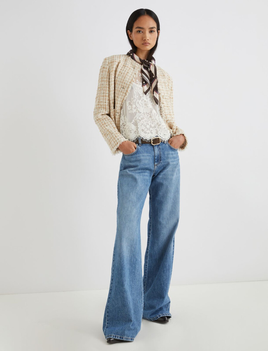 blusa in pizzo chantilly - crema