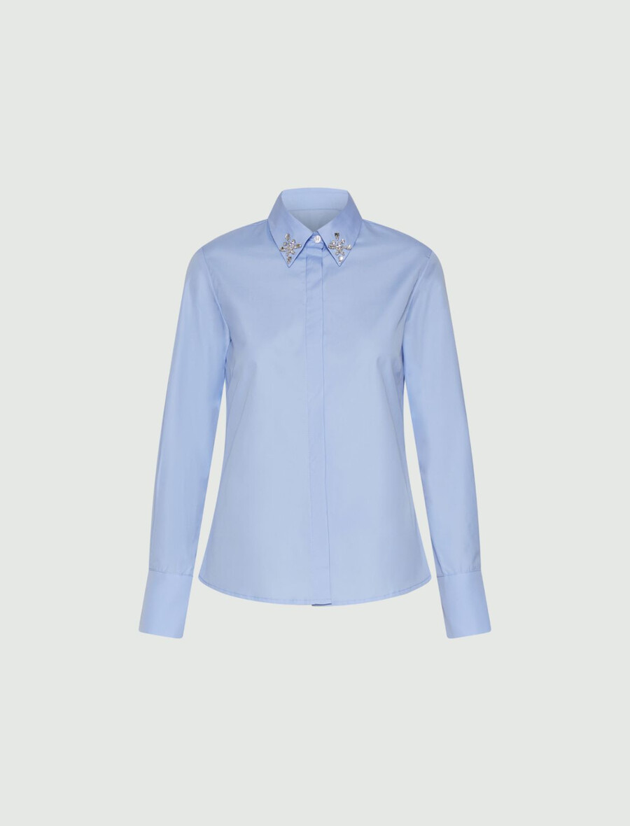 camicia in cotone slim fit - azzurro chiaro