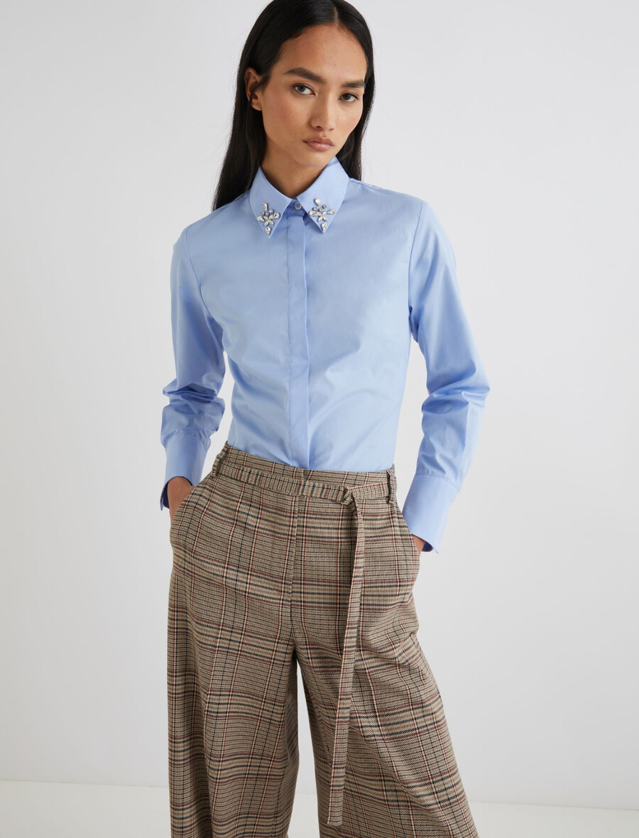 camicia in cotone slim fit - azzurro chiaro