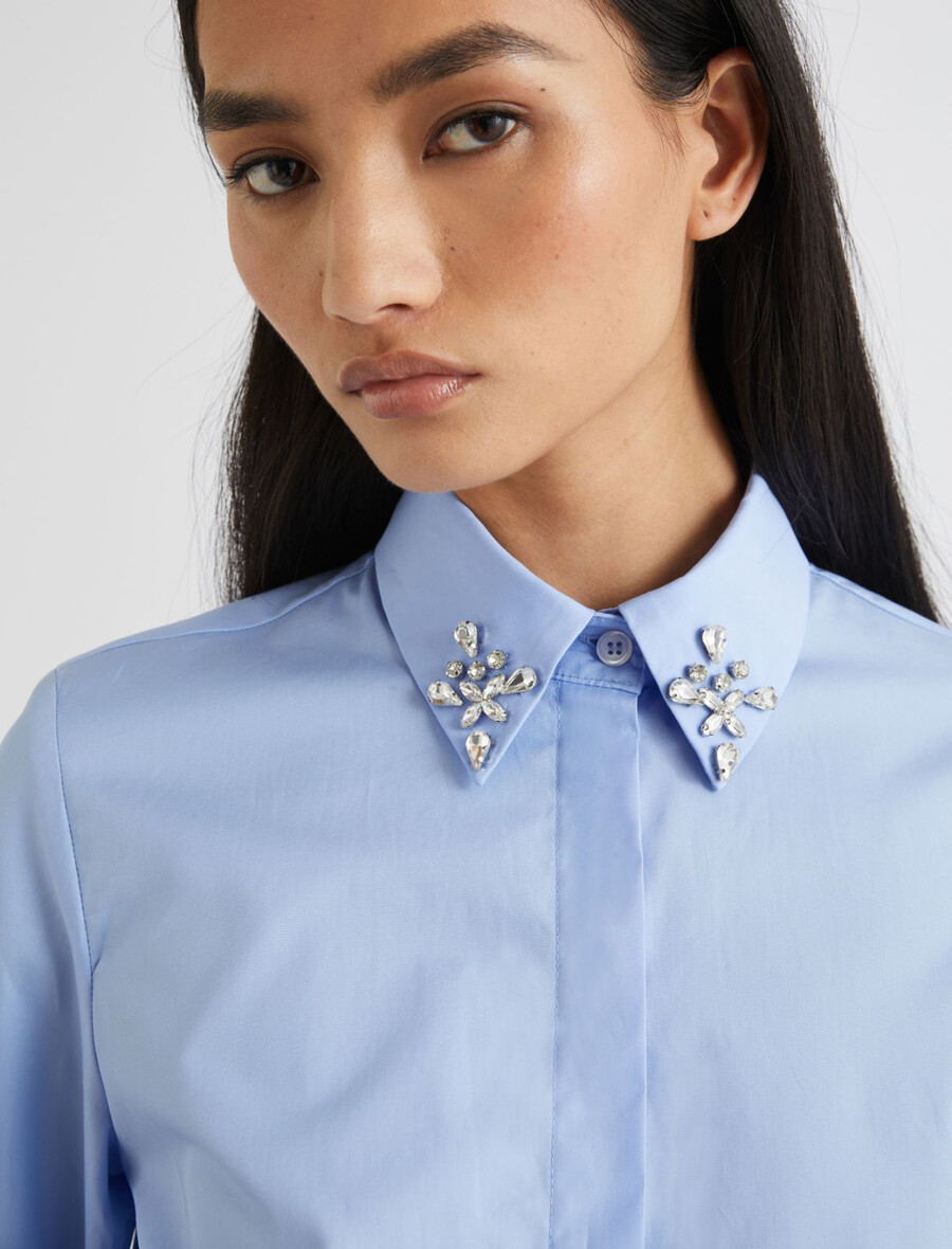 camicia in cotone slim fit - azzurro chiaro