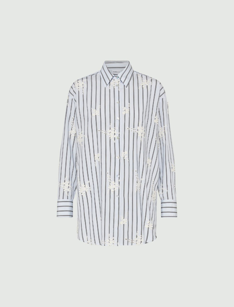 camicia oversize in popeline - azzurro chiaro