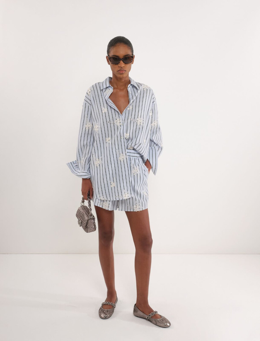 camicia oversize in popeline - azzurro chiaro