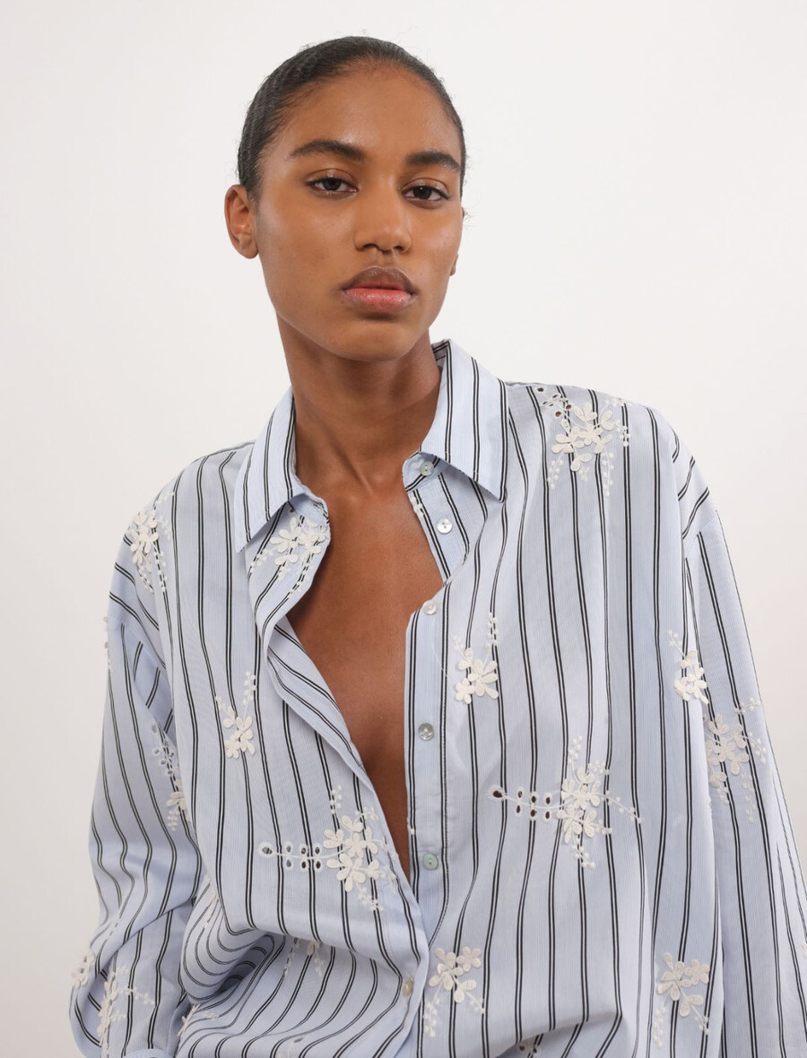 camicia oversize in popeline - azzurro chiaro