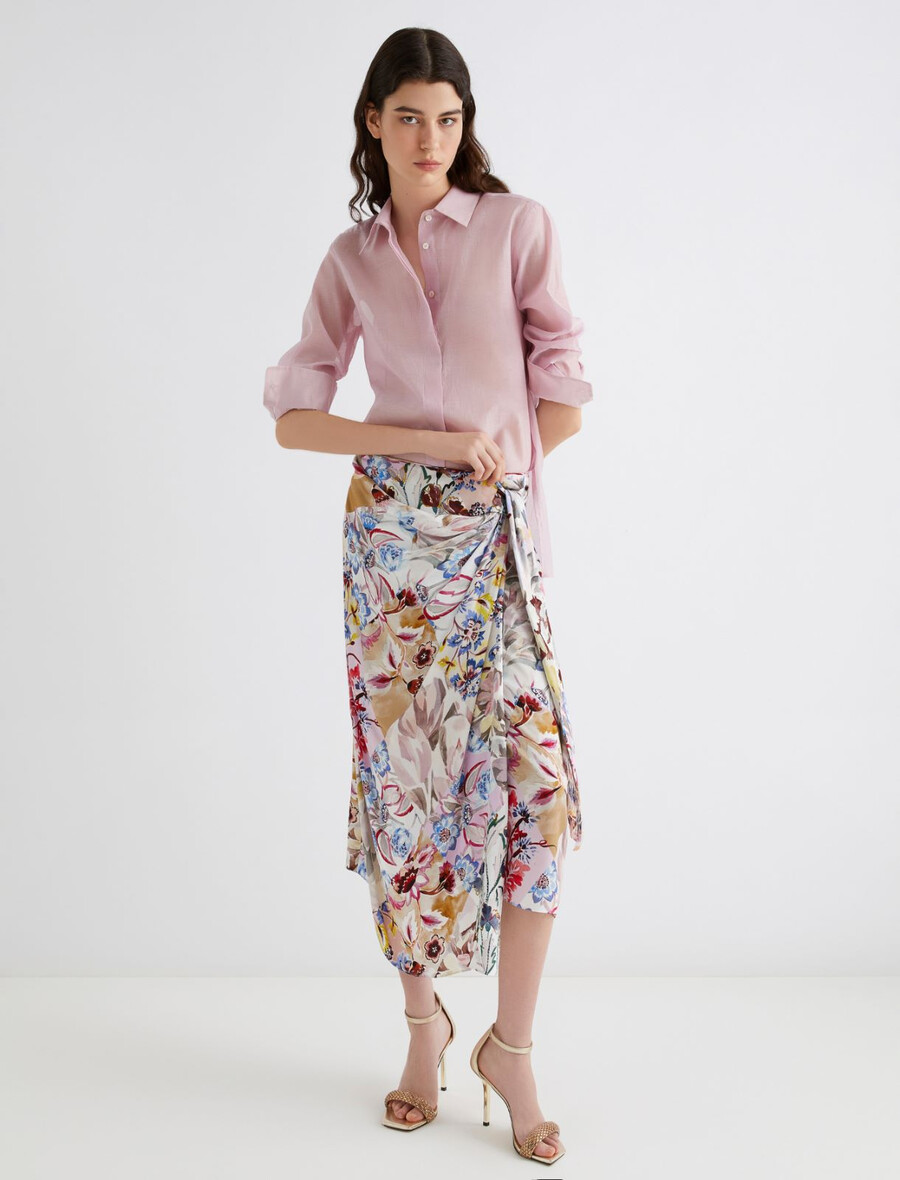 gonna in raso stampato - rosa