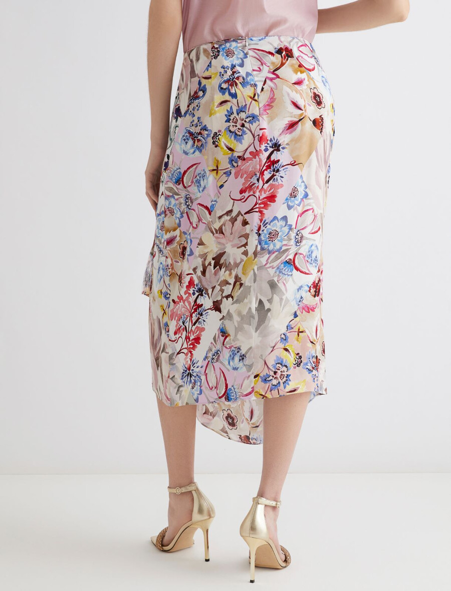 gonna in raso stampato - rosa